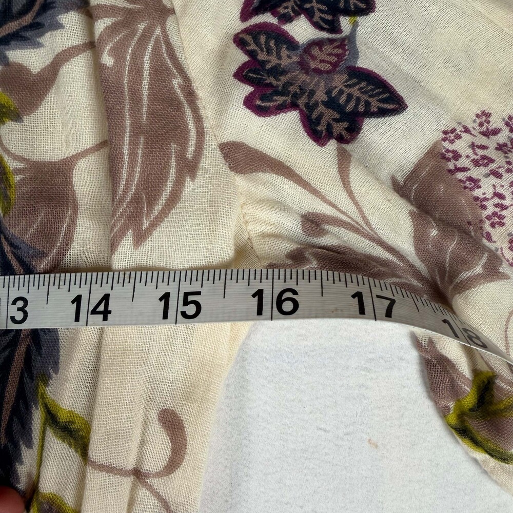 Boho Medium Cotton Floral Dress Button Front Lace Trim - Picture 5 of 8